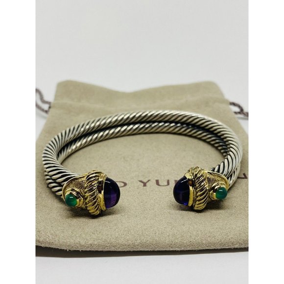 David Yurman Renaissance Double Cable Cabochon Amethyst & Green Onyx 14k 18K 925 - Picture 4 of 12